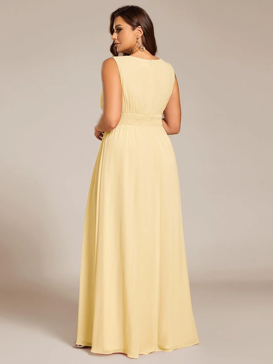 ever KALIA|A-Line Chiffon Round Neckline Bridesmaid Dress with Sleeveless and Pleats - Image 117