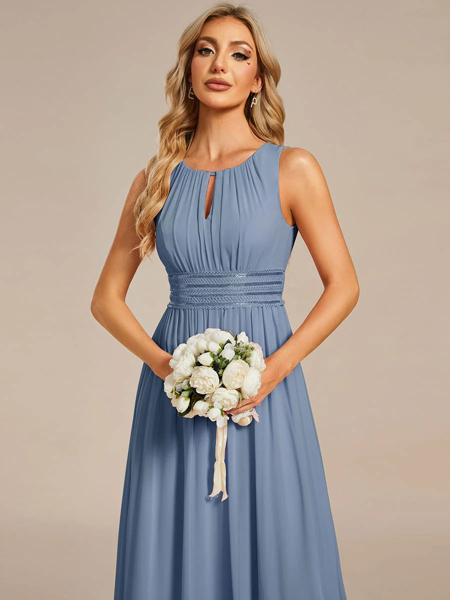 ever KALIA|A-Line Chiffon Round Neckline Bridesmaid Dress with Sleeveless and Pleats - Image 160