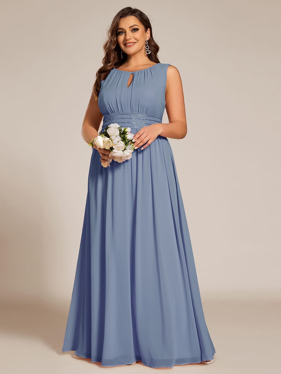 ever KALIA|A-Line Chiffon Round Neckline Bridesmaid Dress with Sleeveless and Pleats - Image 165