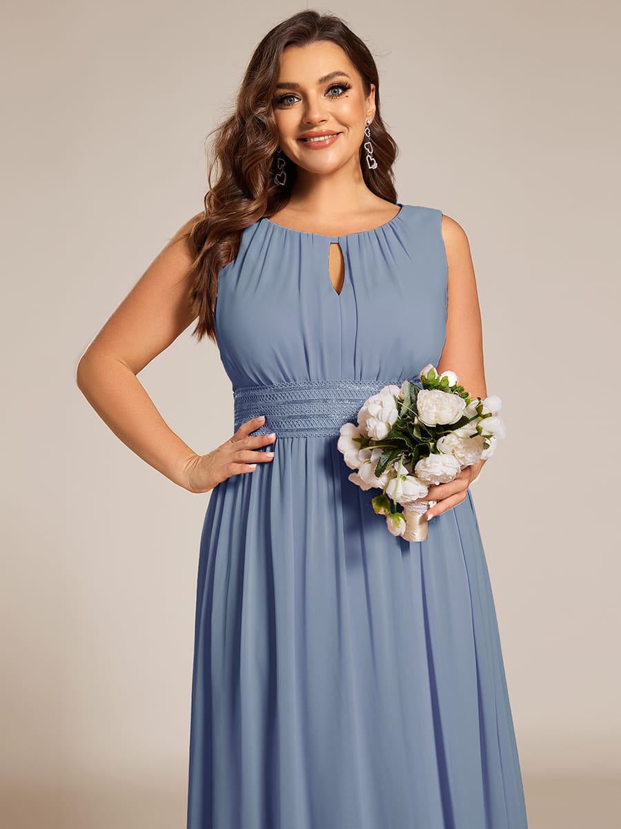 ever KALIA|A-Line Chiffon Round Neckline Bridesmaid Dress with Sleeveless and Pleats - Image 166