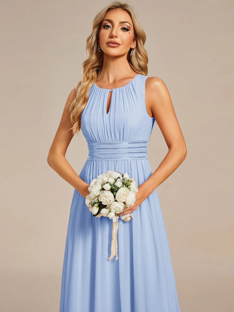 ever KALIA|A-Line Chiffon Round Neckline Bridesmaid Dress with Sleeveless and Pleats - Image 34