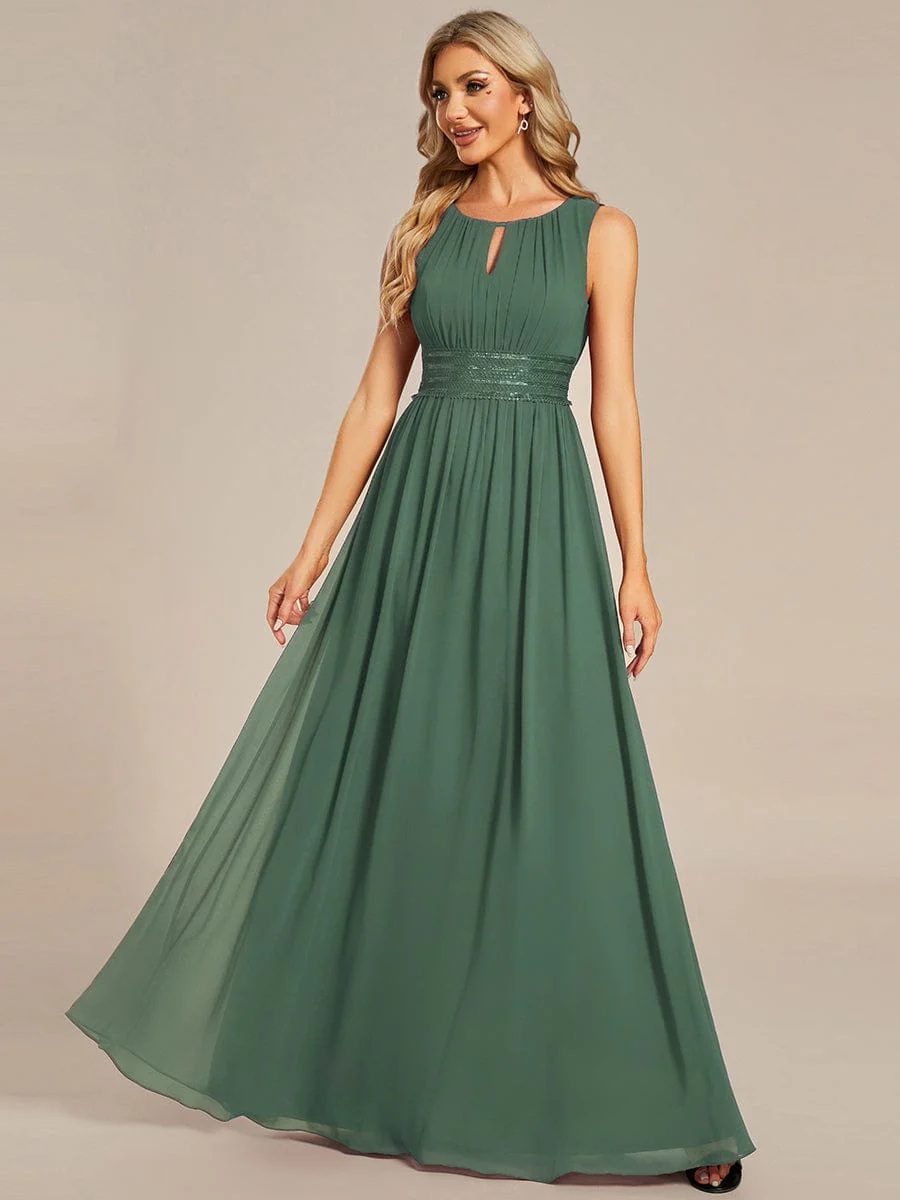 ever KALIA|A-Line Chiffon Round Neckline Bridesmaid Dress with Sleeveless and Pleats - Image 50
