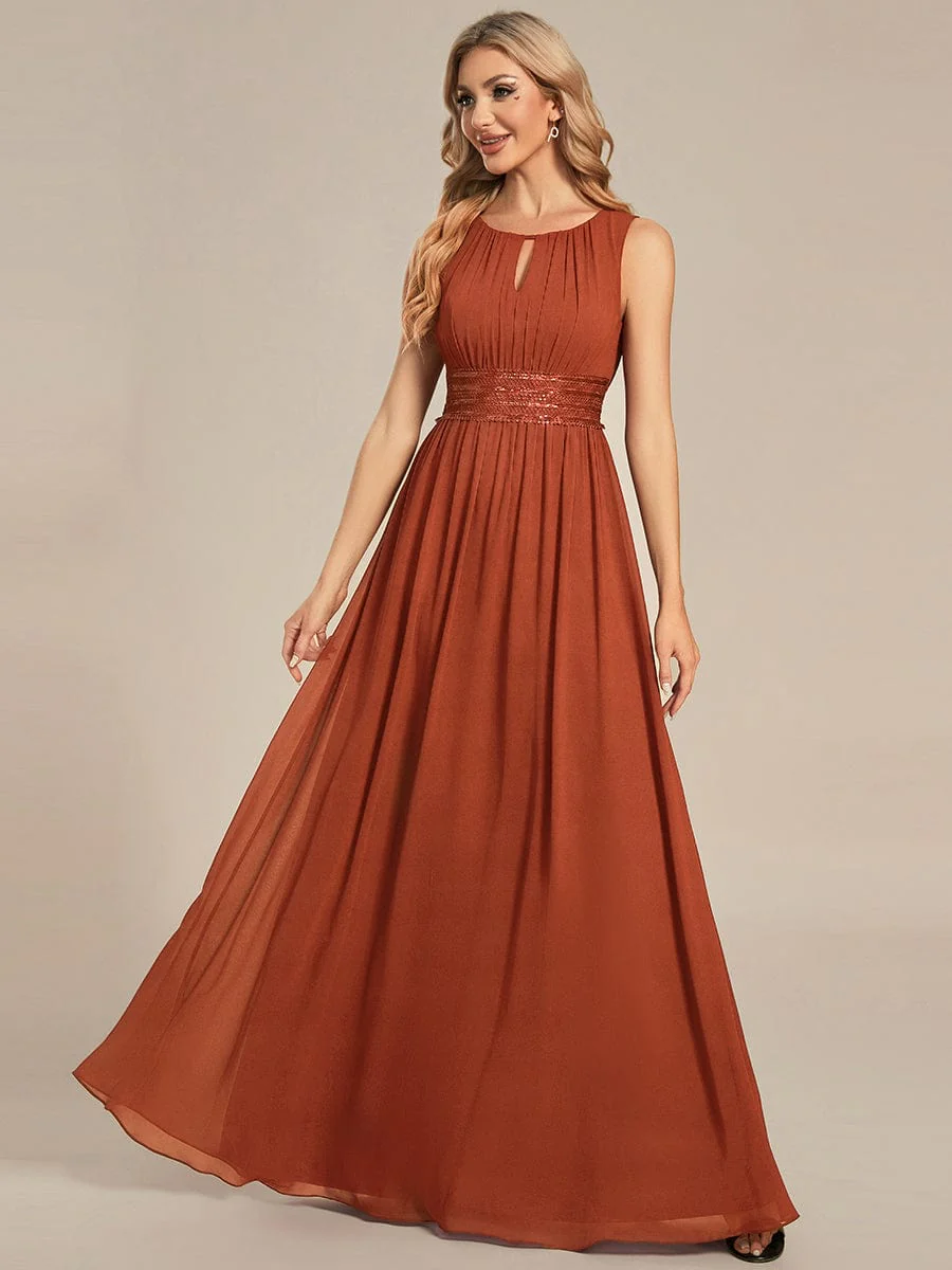ever KALIA|A-Line Chiffon Round Neckline Bridesmaid Dress with Sleeveless and Pleats - Image 81