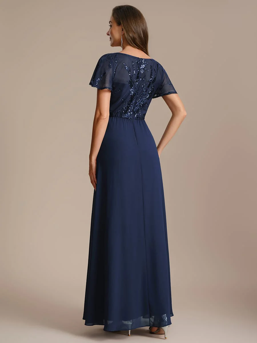 Applique Sequin Ruffle Sleeve Dress - Image 2