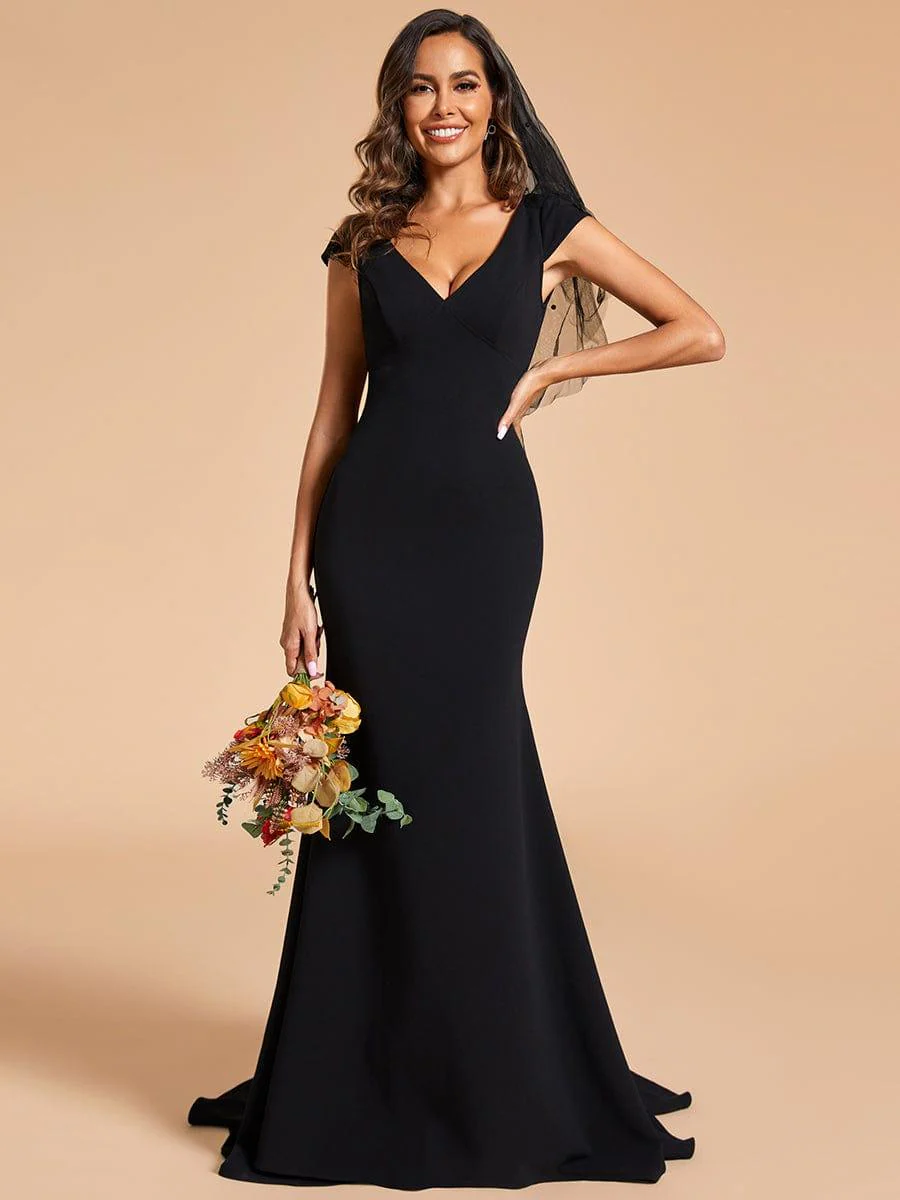 Cap Sleeve V-Neckline Lace Backless Wedding Dress - Image 6