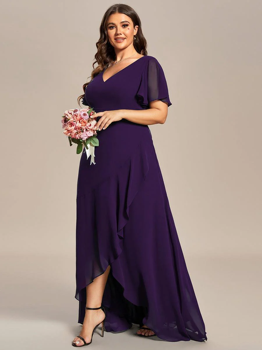 ever OREE|Elegant Chiffon High-Low Bridesmaid Dress with Lotus Leaf Hemline (Final Sale) - Image 39