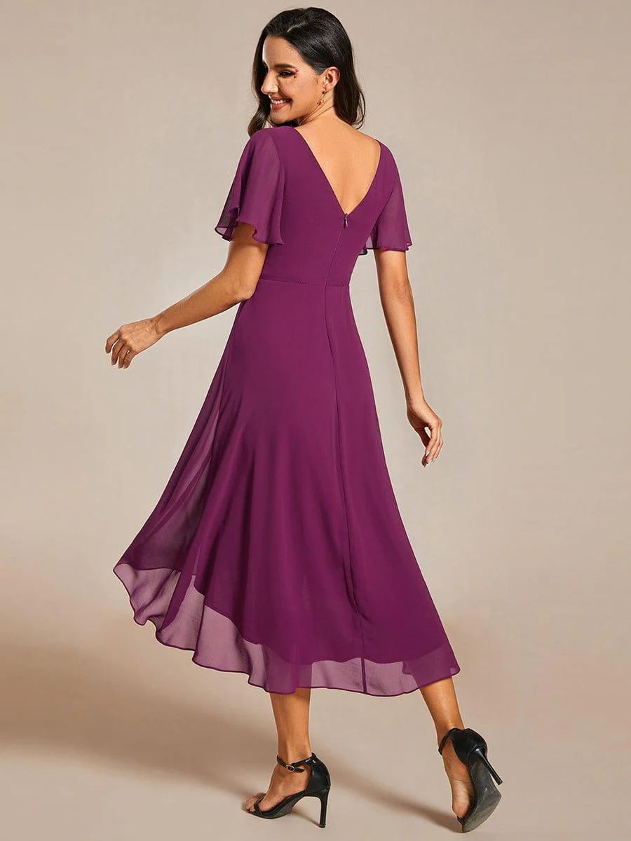 ever FAYE|Chic V Neck High-Low Short Sleeve Wedding Guest Dress - Image 19