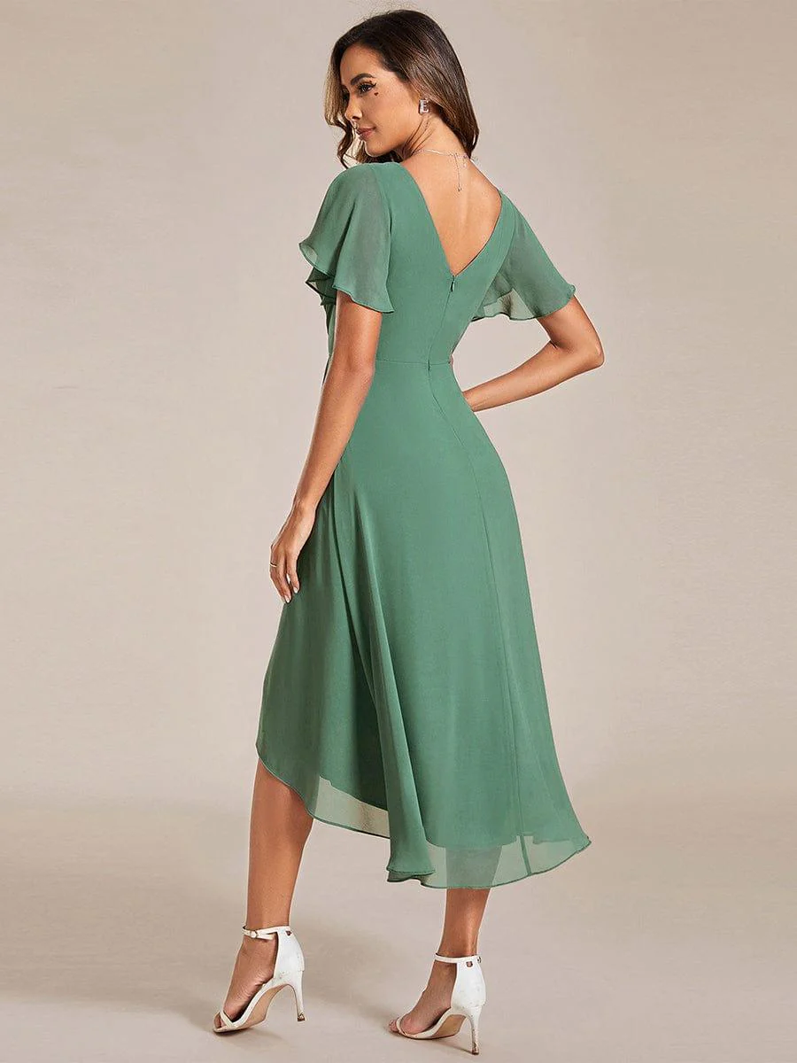 ever FAYE|Chic V Neck High-Low Short Sleeve Wedding Guest Dress - Image 22