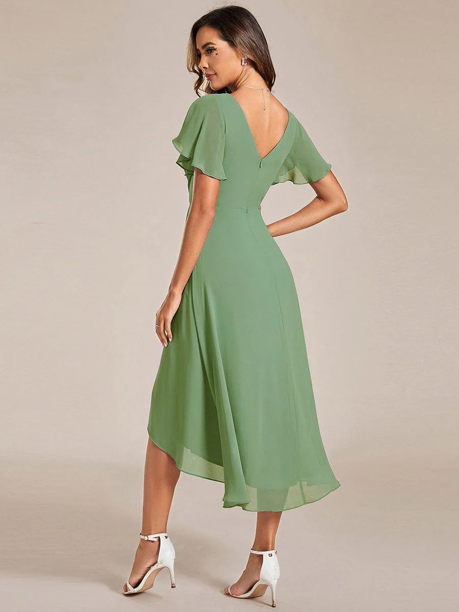 ever FAYE|Chic V Neck High-Low Short Sleeve Wedding Guest Dress - Image 47