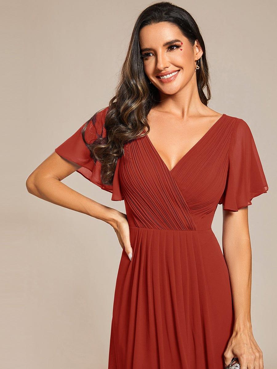 ever FAYE|Chic V Neck High-Low Short Sleeve Wedding Guest Dress - Image 57