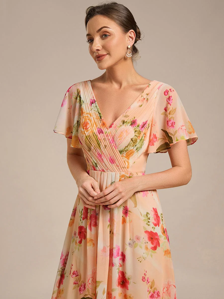 ever FAYE|Chic V Neck High-Low Short Sleeve Wedding Guest Dress - Image 60