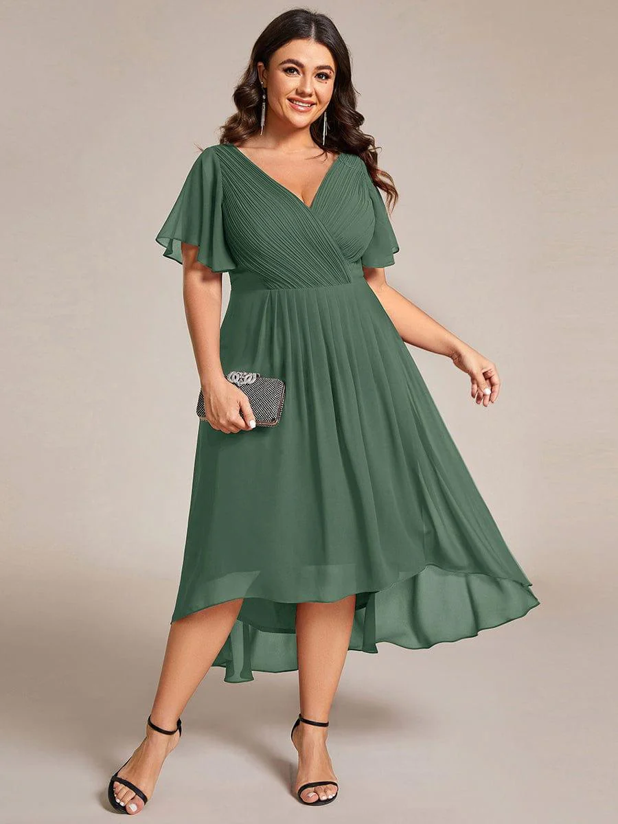 ever FAYE|Chic V Neck High-Low Wedding Guest Dress - Image 151