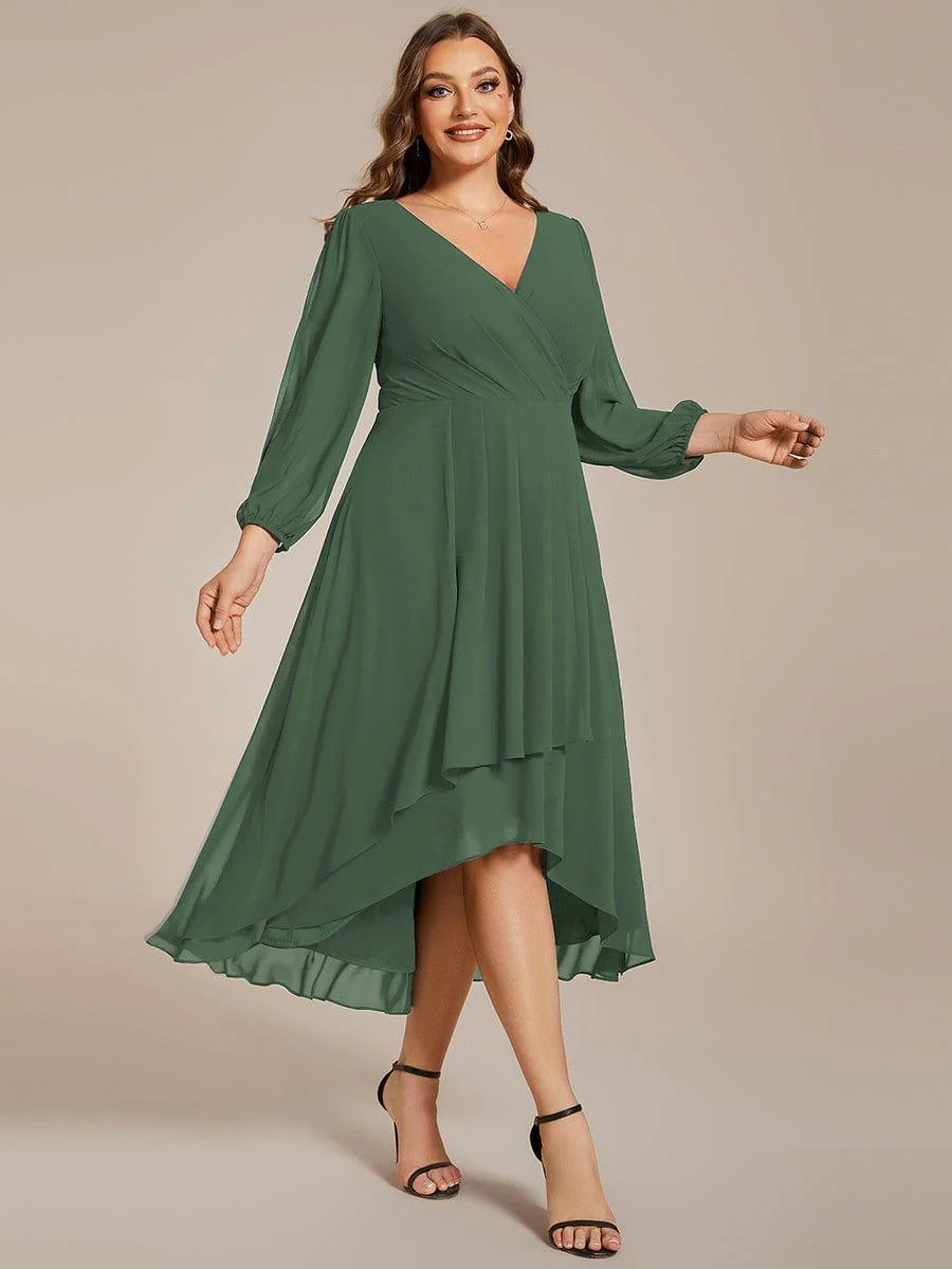 ever BRIAR|Chiffon 3/4 Sleeve V-Neck High-Low Wedding Guest Dress(Final Sale) - Image 11