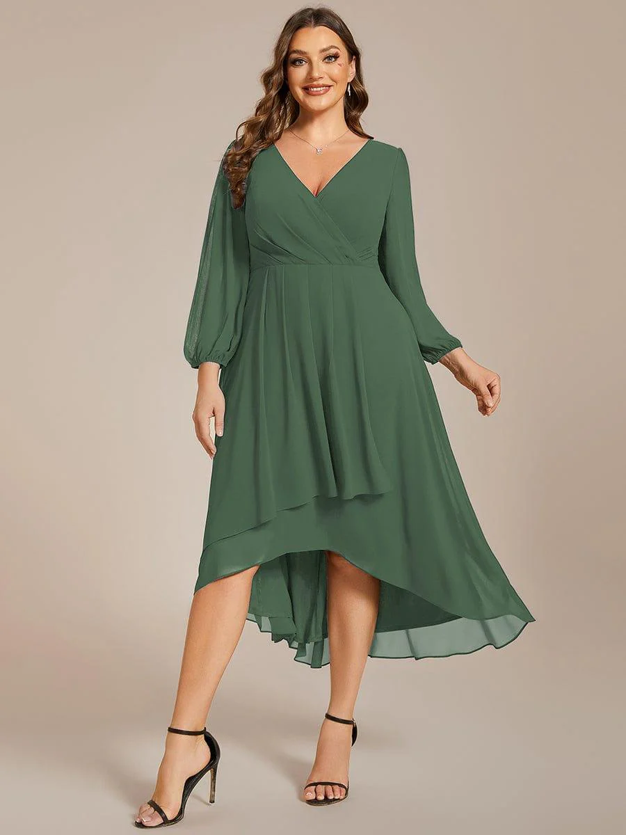 ever BRIAR|Chiffon 3/4 Sleeve V-Neck High-Low Wedding Guest Dress(Final Sale) - Image 12