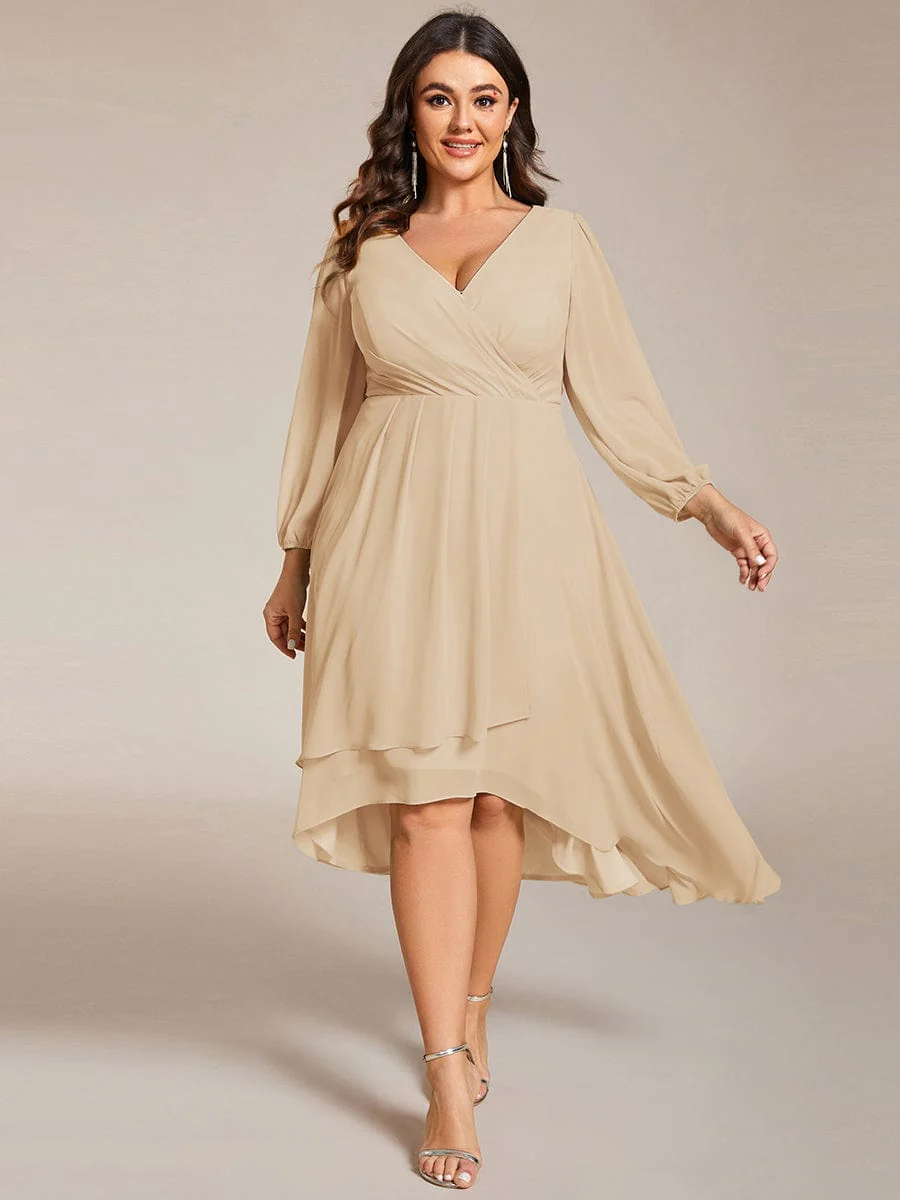 ever BRIAR|Chiffon 3/4 Sleeve V-Neck High-Low Wedding Guest Dress(Final Sale) - Image 18