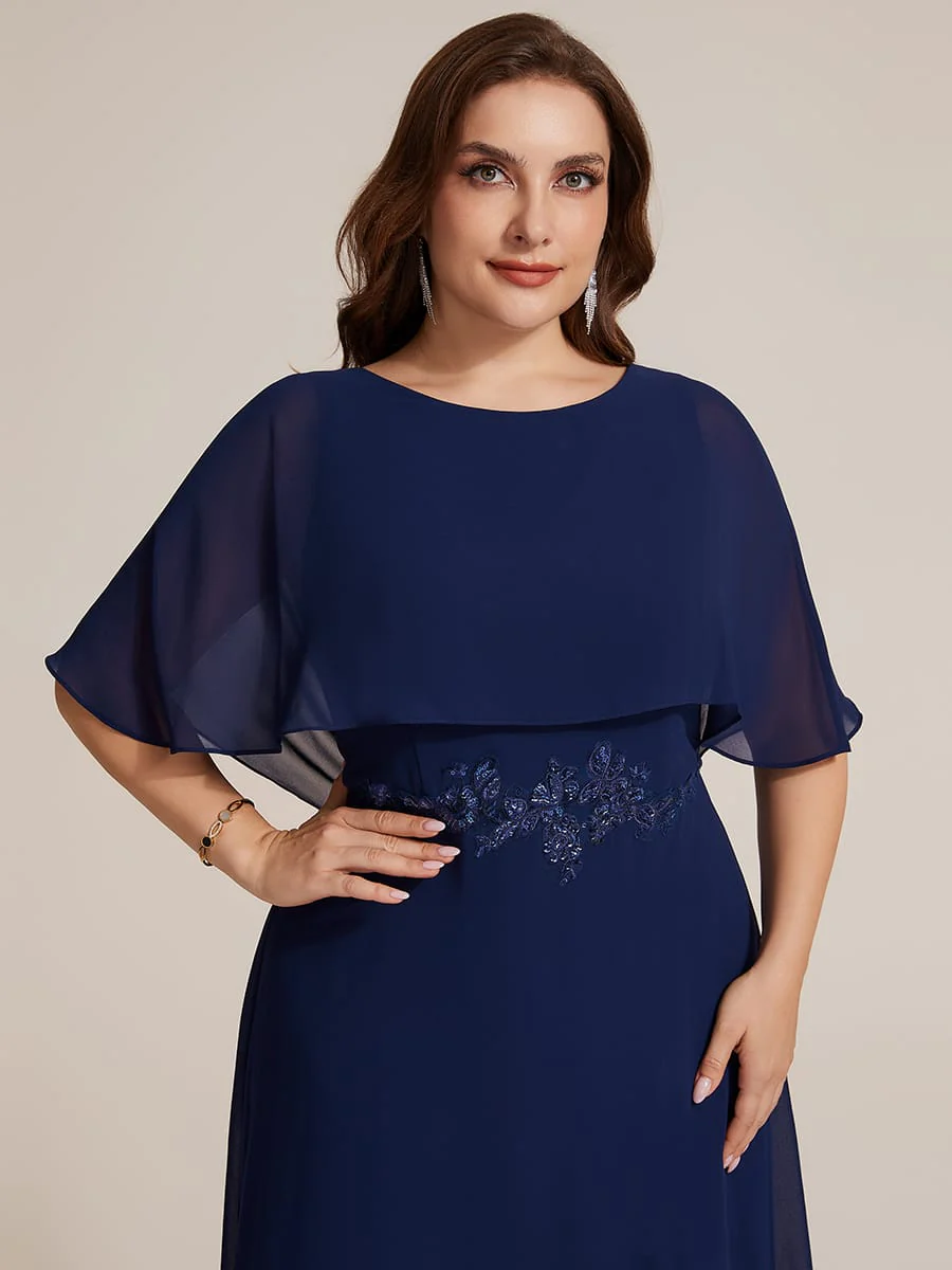 Chiffon Cape Sleeve A-line Dress - Image 9