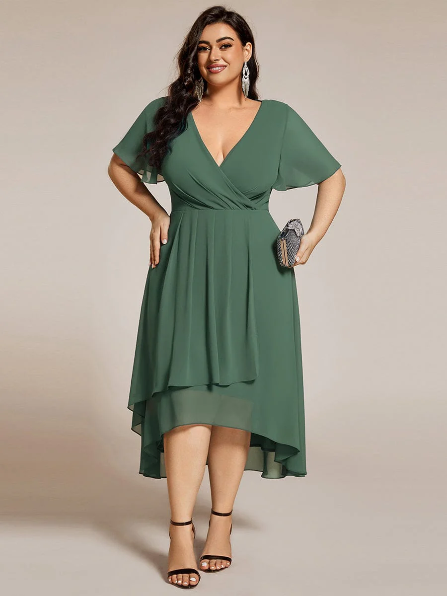 ever LARK|Chiffon Elegance Short Sleeve High-Low Wedding Guest Dress - Image 137