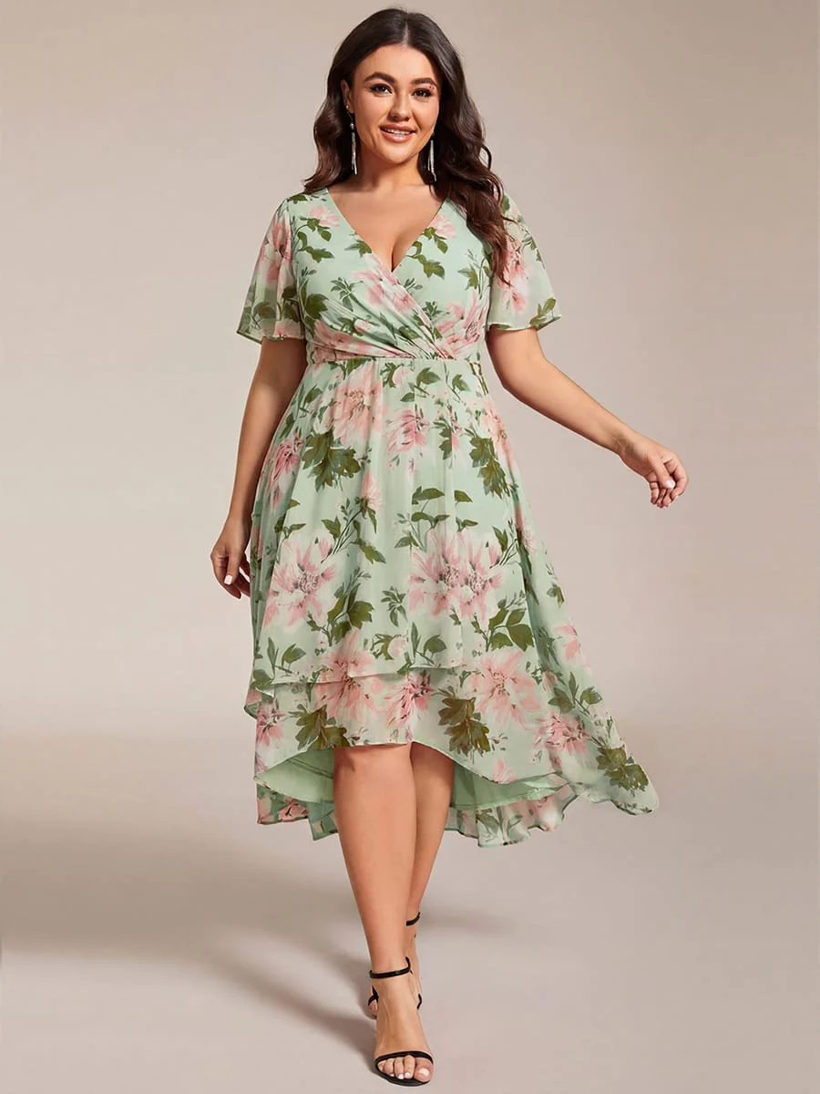 ever LARK|Chiffon Elegance Short Sleeve High-Low Wedding Guest Dress - Image 147