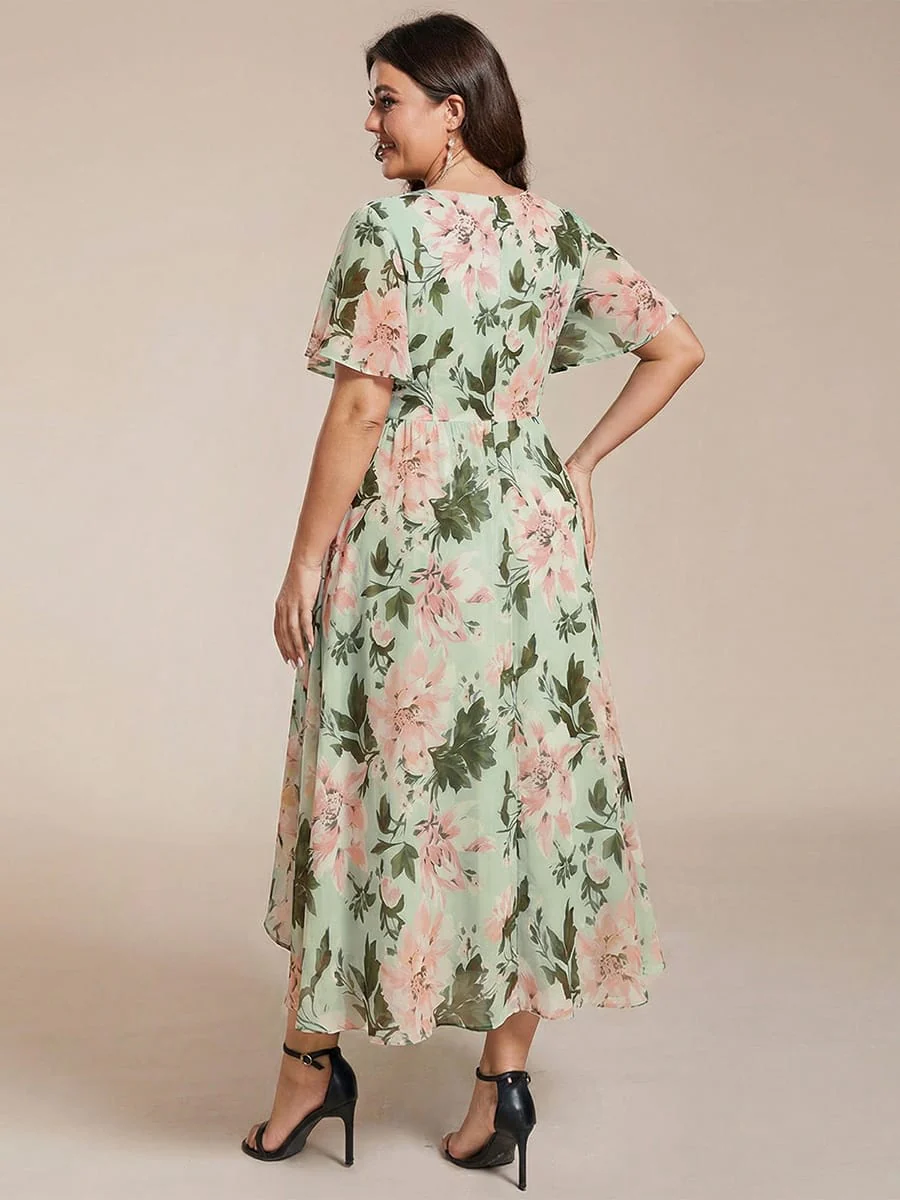 ever LARK|Chiffon Elegance Short Sleeve High-Low Wedding Guest Dress - Image 148