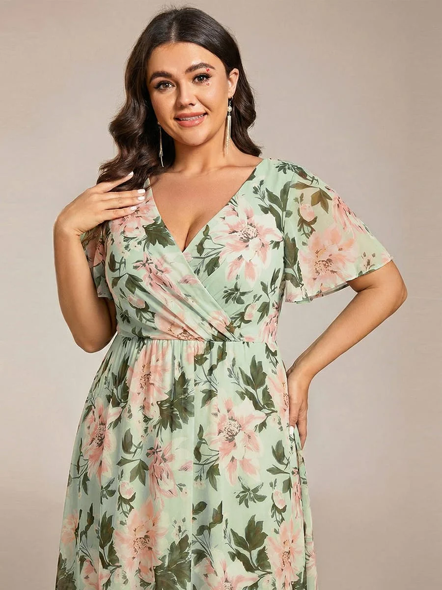 ever LARK|Chiffon Elegance Short Sleeve High-Low Wedding Guest Dress - Image 151