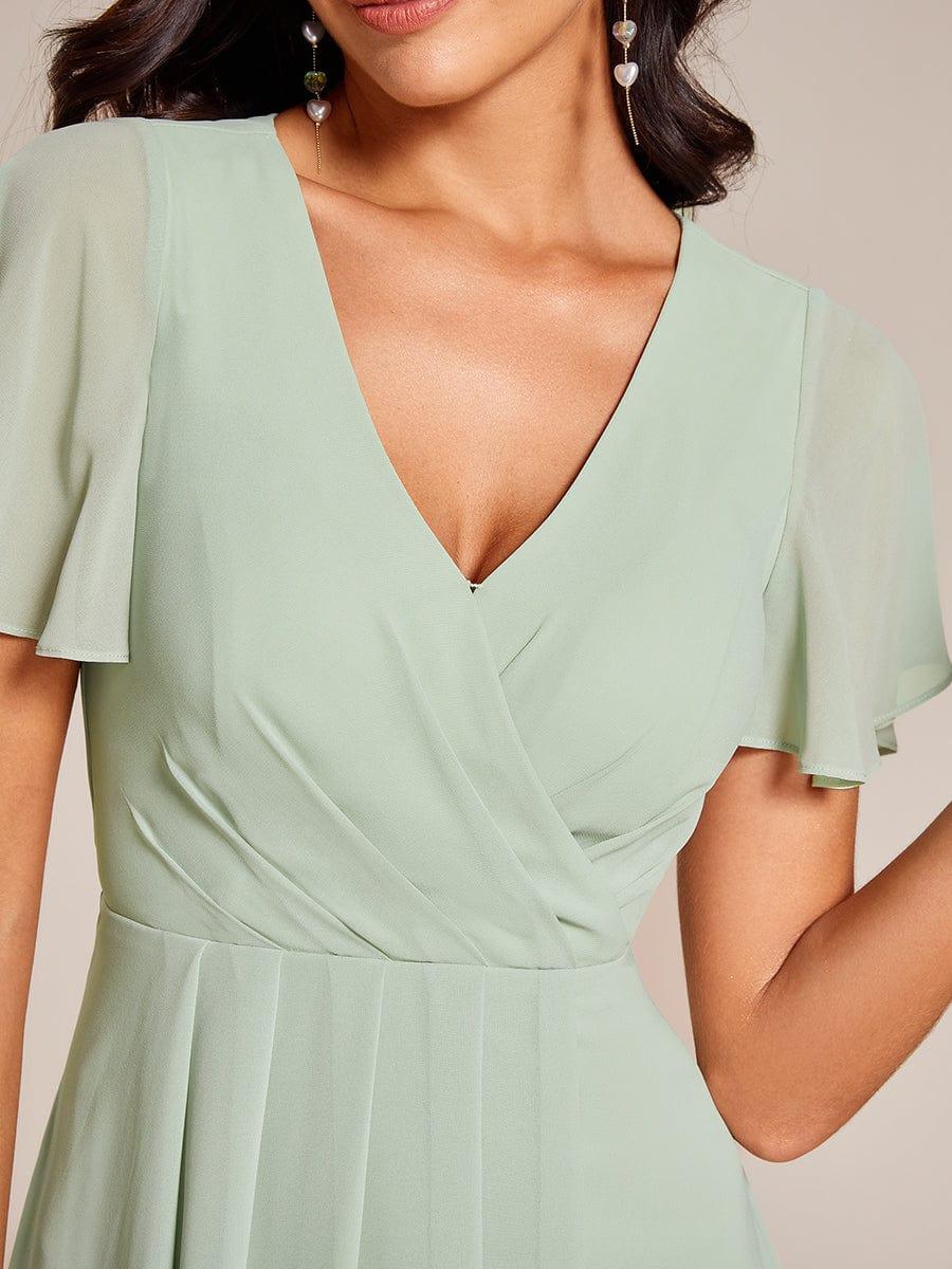 ever LARK|Chiffon Elegance Short Sleeve High-Low Wedding Guest Dress - Image 57