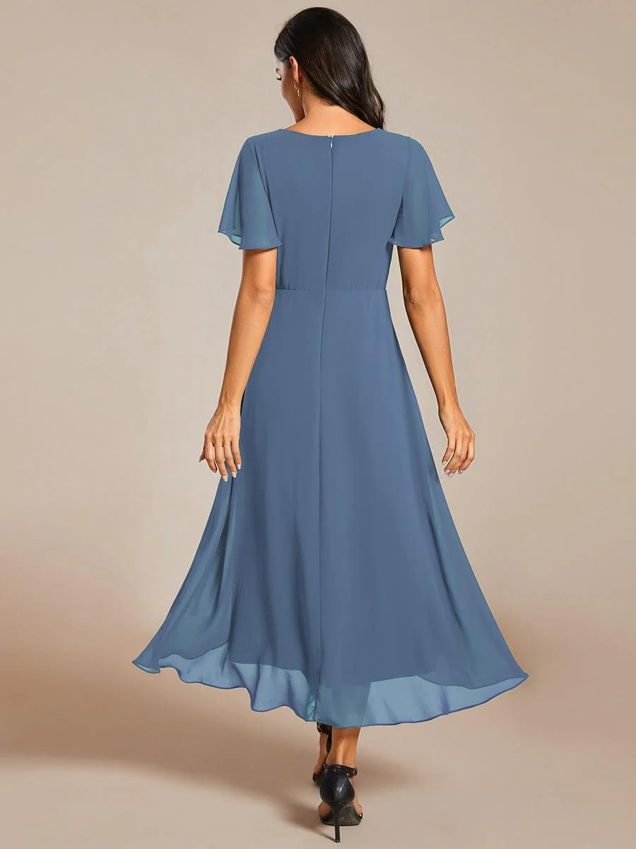ever LARK|Chiffon Elegance Short Sleeve High-Low Wedding Guest Dress - Image 64