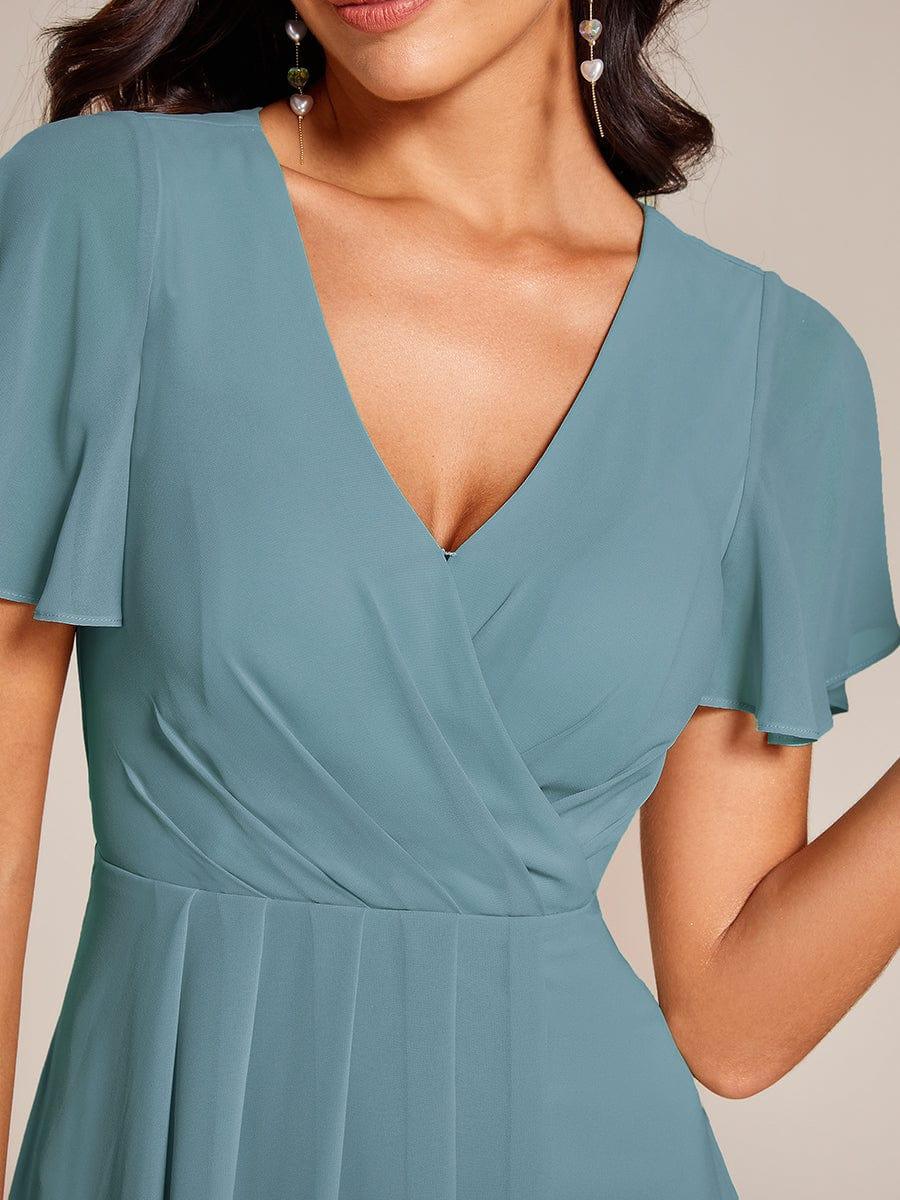 ever LARK|Chiffon Elegance Short Sleeve High-Low Wedding Guest Dress - Image 73