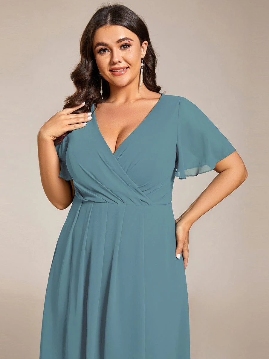 ever LARK|Chiffon Elegance Short Sleeve High-Low Wedding Guest Dress - Image 78