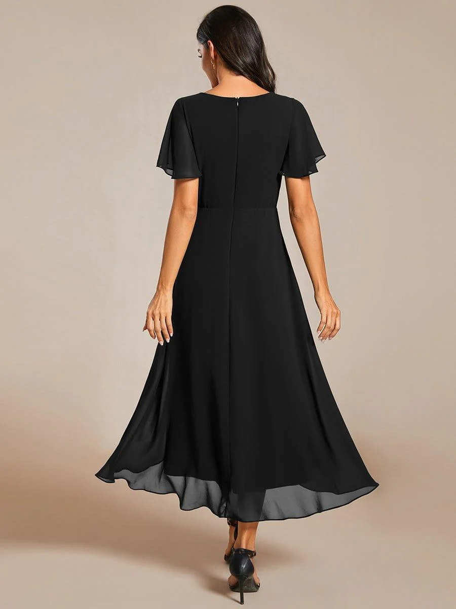 ever LARK|Chiffon Elegance Short Sleeve High-Low Wedding Guest Dress - Image 89