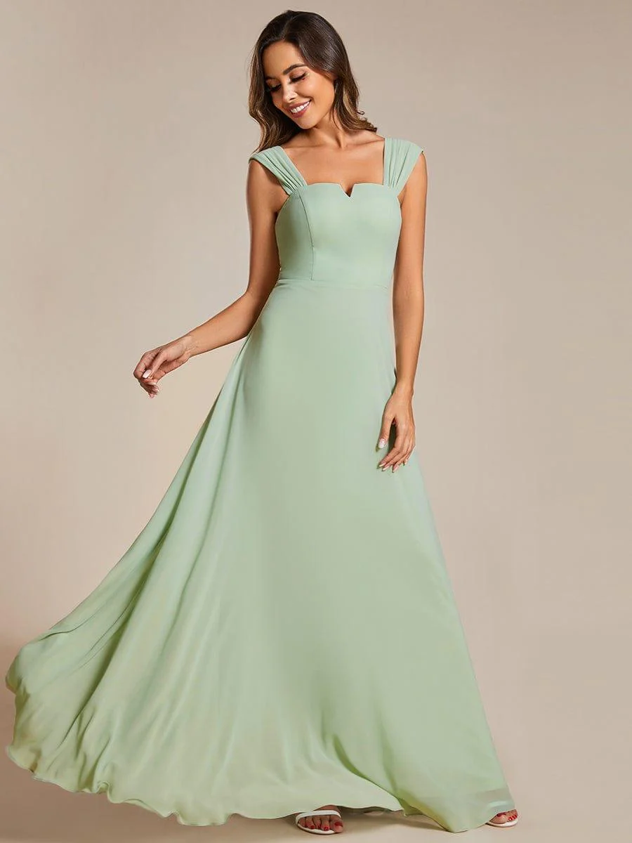 Chiffon High-Waisted Square Neck Sleeveless Bridesmaid Dress - Image 19