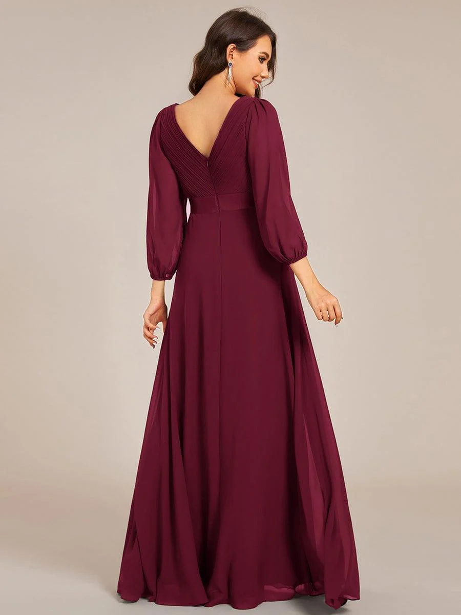 ever OLIVIA|Chiffon Long Sleeve Empire Waist Maxi Evening Dress with Pleated Detailing - Image 24