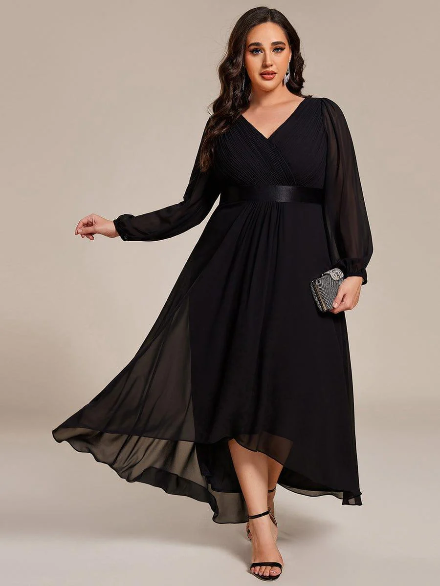 ever KEYLA|Chiffon Long Sleeve Empire Waist Midi Evening Dress - Image 20