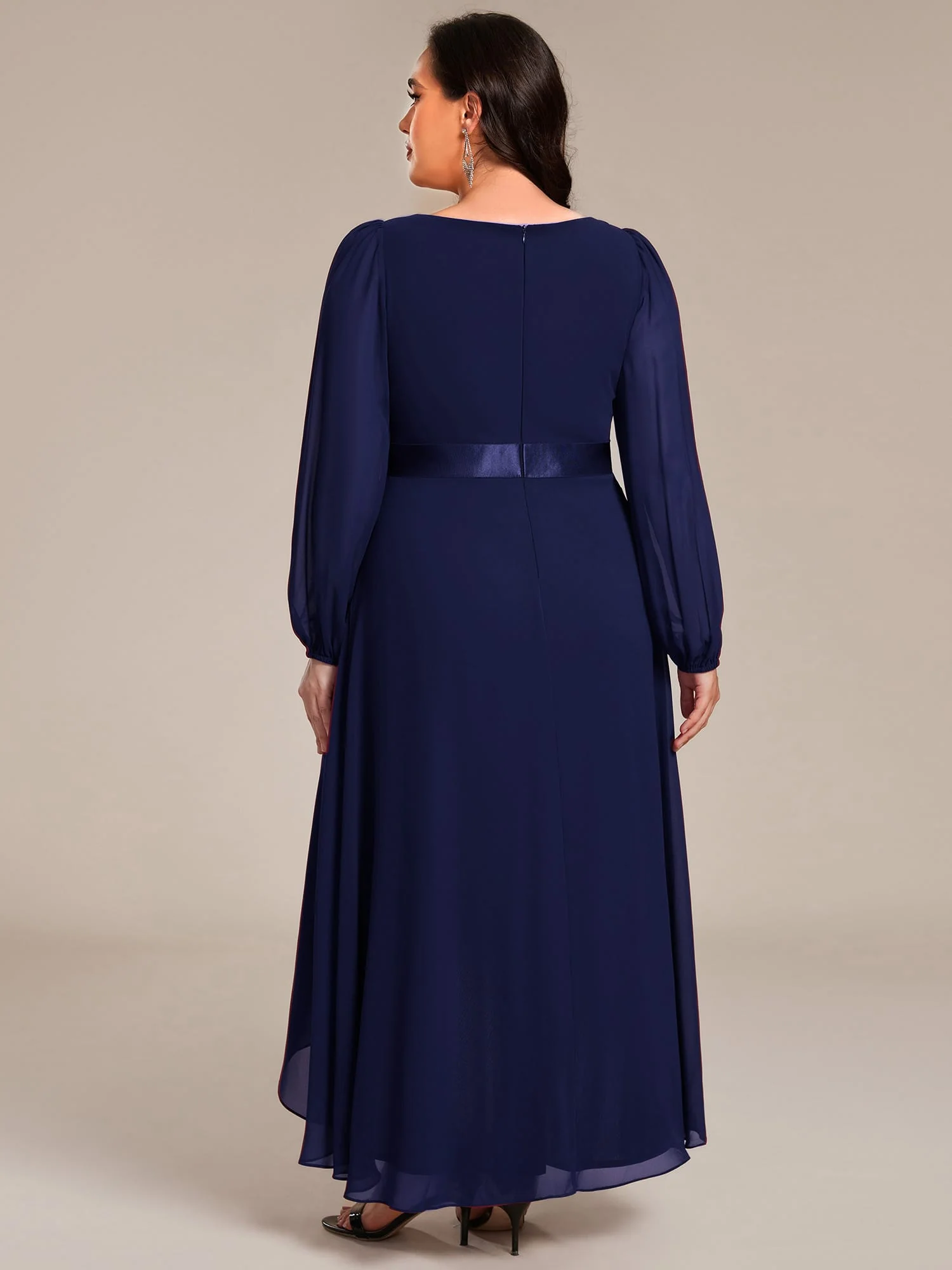 ever KEYLA|Chiffon Long Sleeve Empire Waist Midi Evening Dress - Image 47