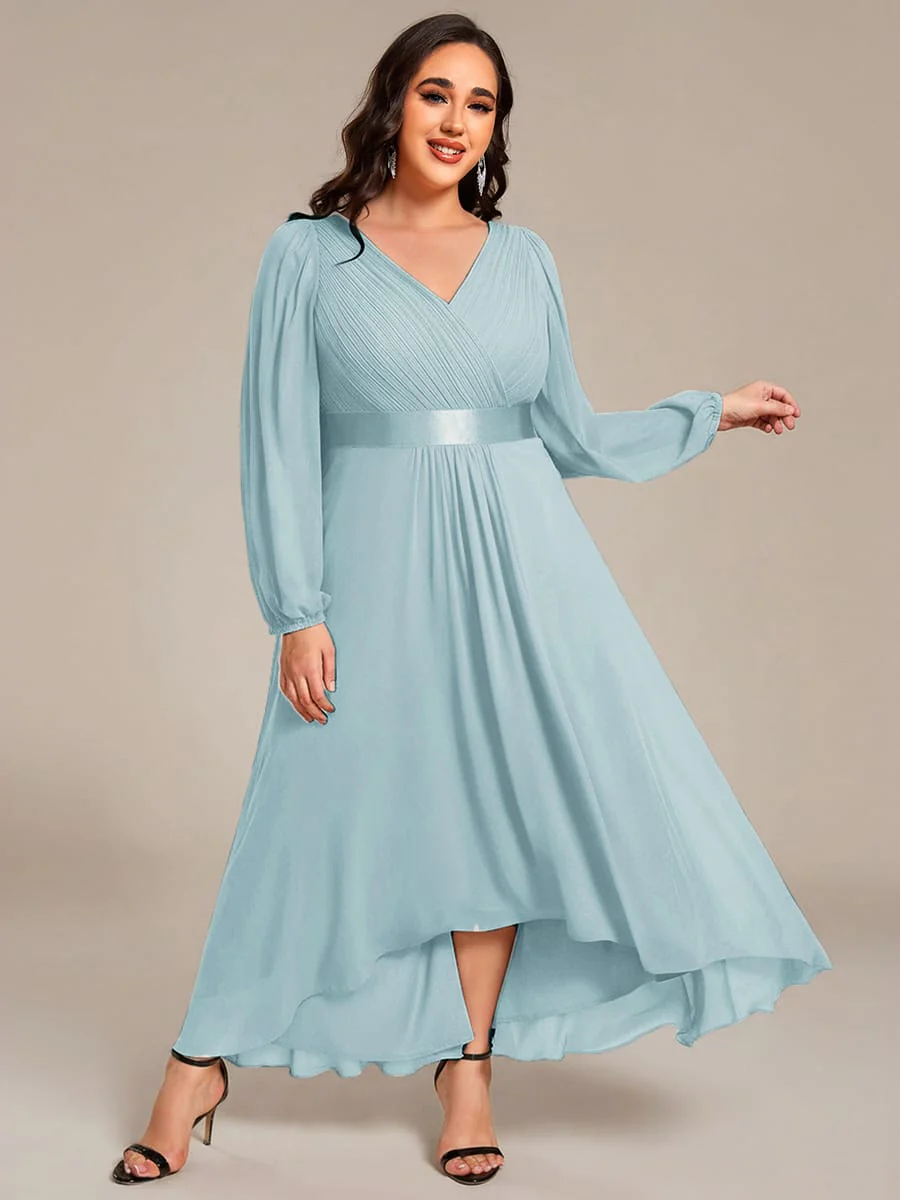 ever KEYLA|Chiffon Long Sleeve Empire Waist Midi Evening Dress - Image 52