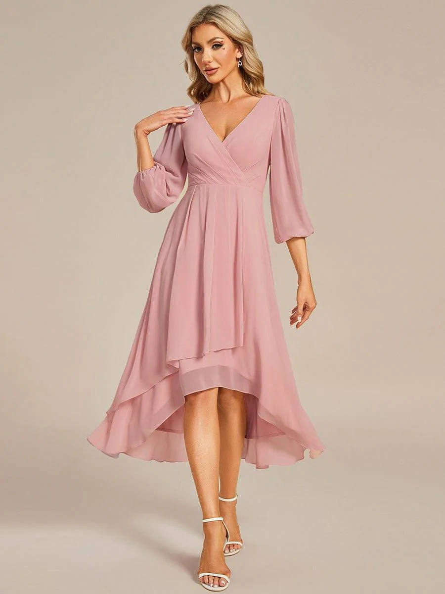 ever BRIAR|Chiffon 3/4 Sleeve V-Neck High-Low Wedding Guest Dress - Image 20