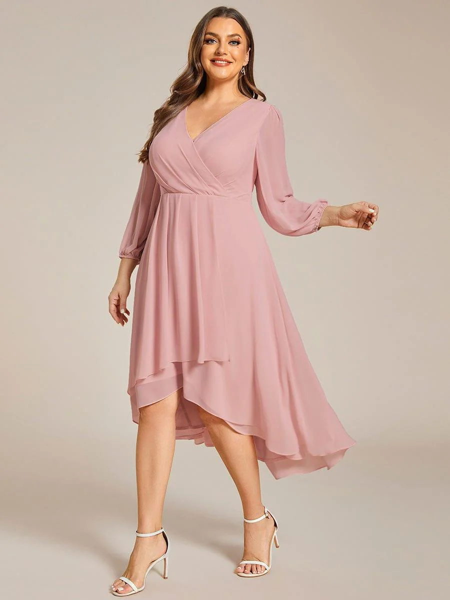 ever BRIAR|Chiffon 3/4 Sleeve V-Neck High-Low Wedding Guest Dress - Image 21