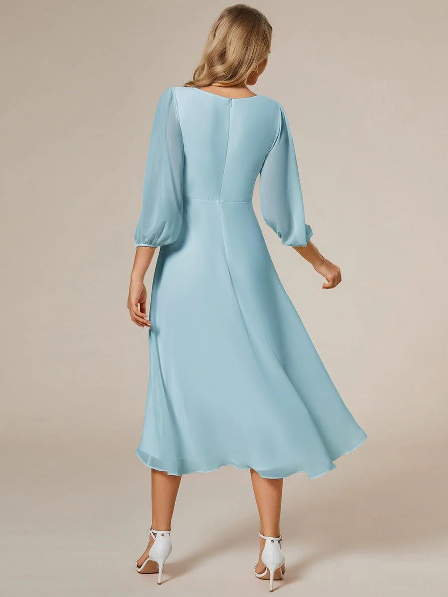 ever BRIAR|Chiffon 3/4 Sleeve V-Neck High-Low Wedding Guest Dress - Image 5