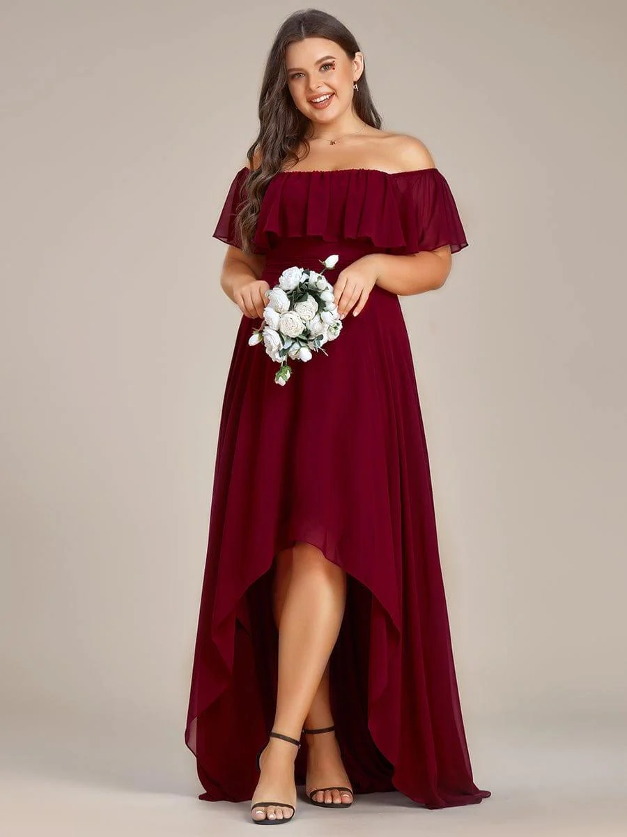 Chiffon Off-The-Shoulder High Low Bridesmaid Dress(Final Sale) - Image 25