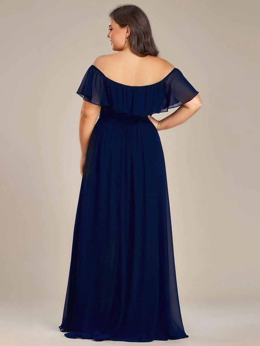 Chiffon Off-The-Shoulder High Low Bridesmaid Dress(Final Sale) - Image 32