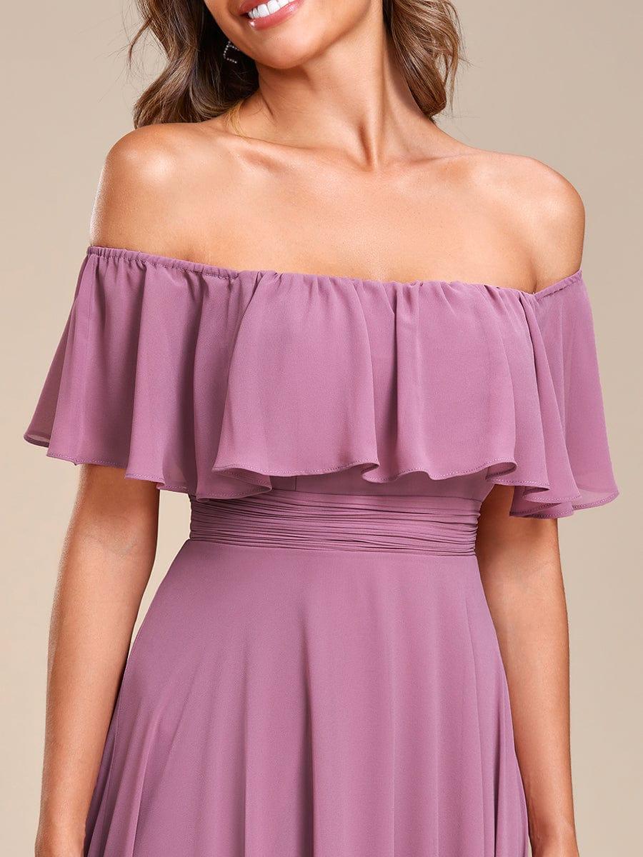 Chiffon Off-The-Shoulder High Low Bridesmaid Dress(Final Sale) - Image 38