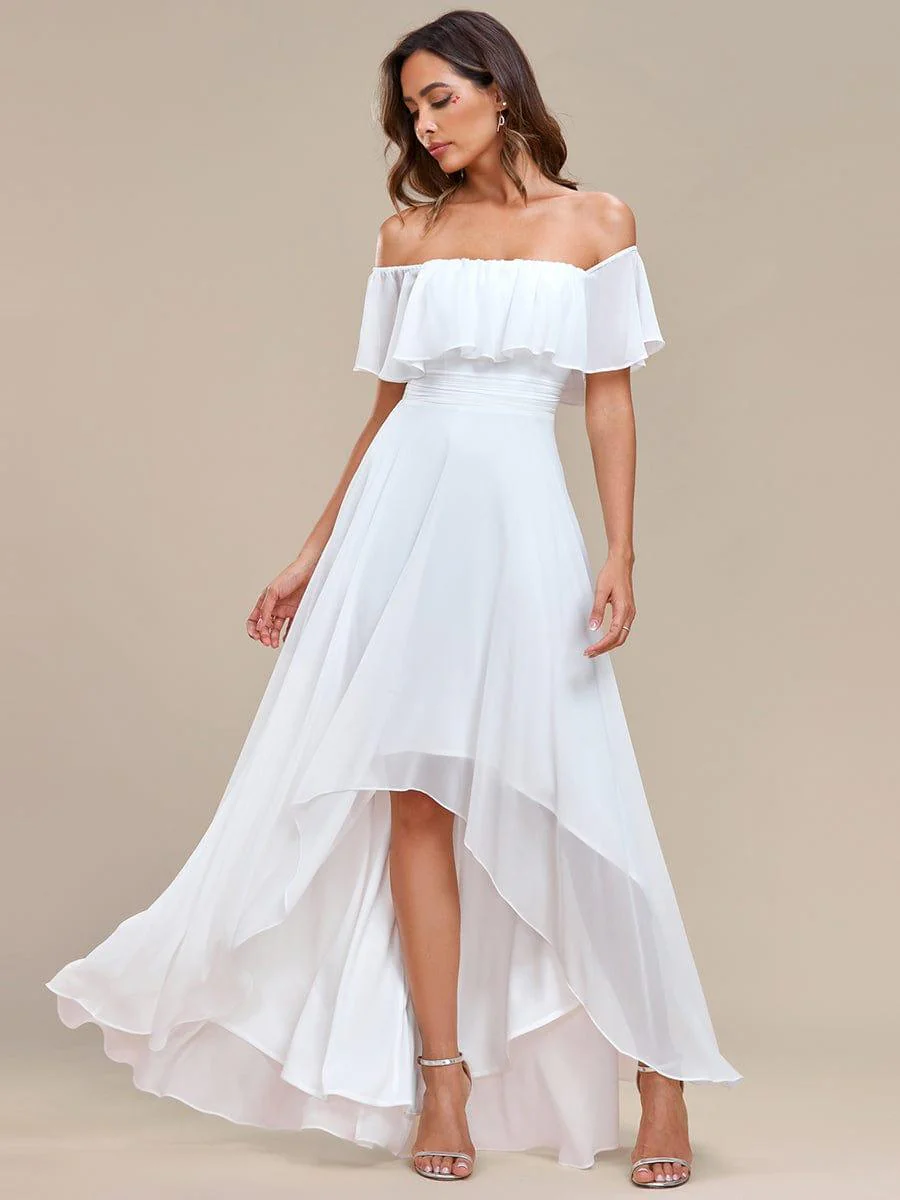 Chiffon Off-The-Shoulder High Low Bridesmaid Dress(Final Sale) - Image 62