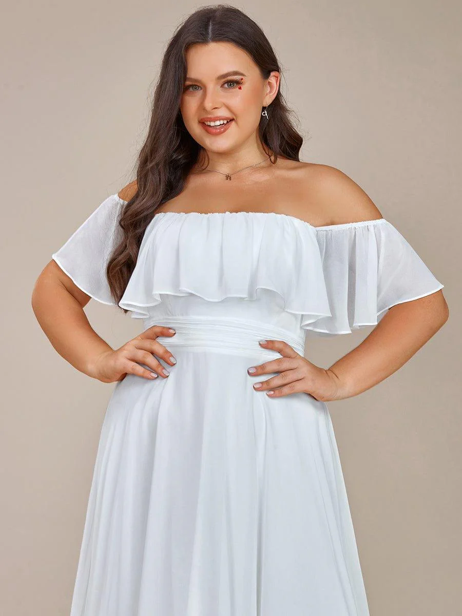 Chiffon Off-The-Shoulder High Low Bridesmaid Dress(Final Sale) - Image 66