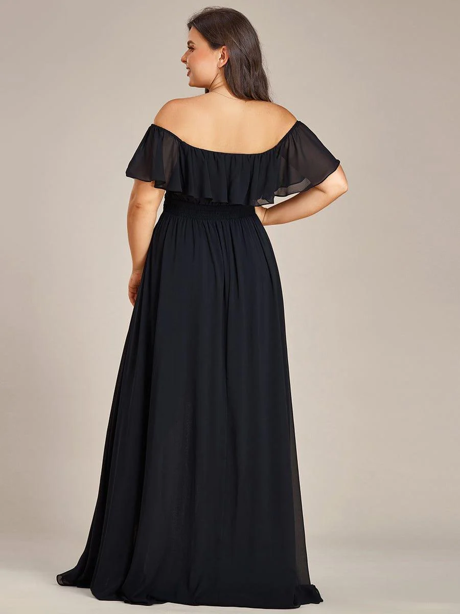 Chiffon Off-The-Shoulder High Low Bridesmaid Dress(Final Sale) - Image 73