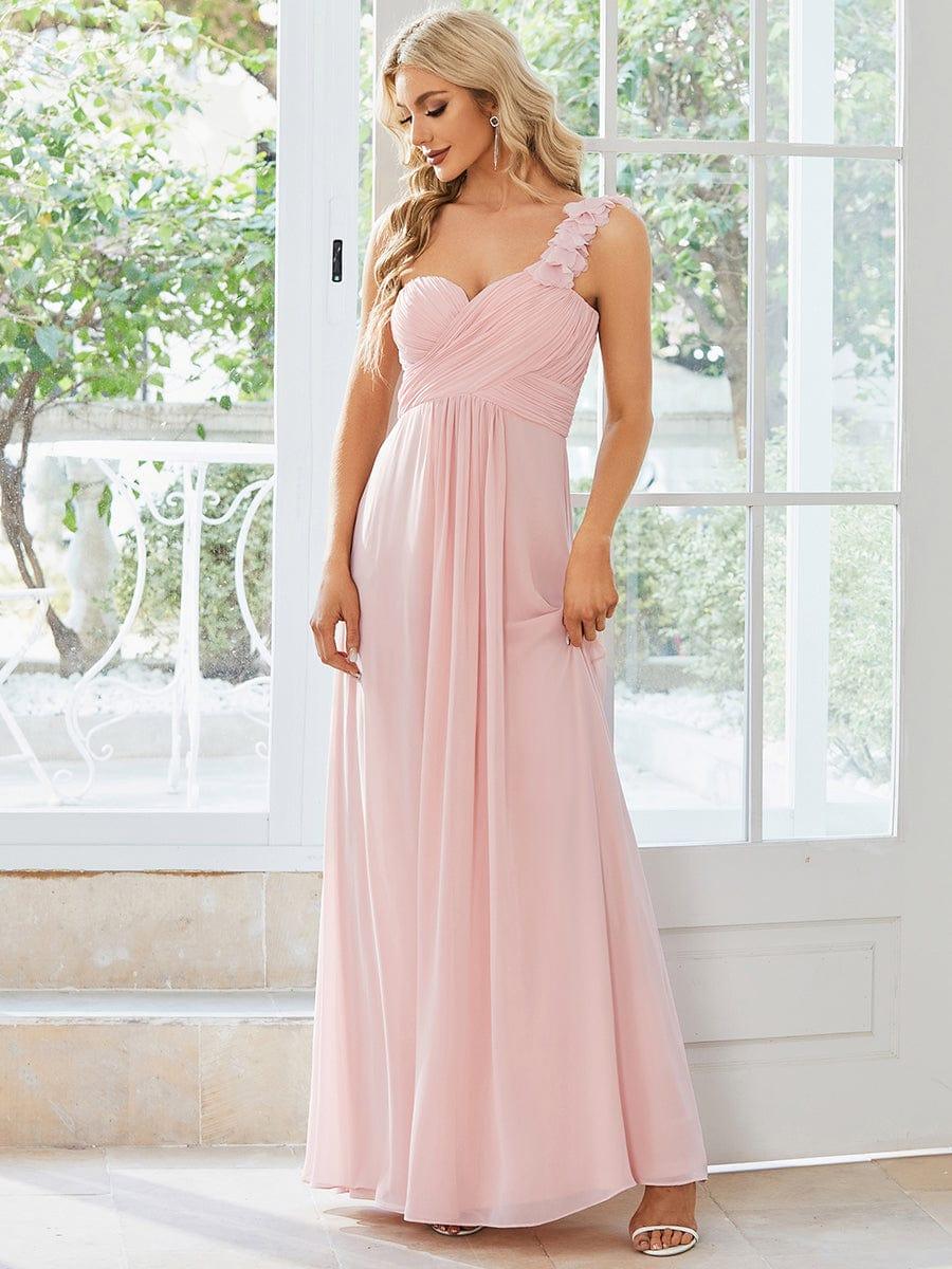 Chiffon One Shoulder Long Bridesmaid Dress - Image 8