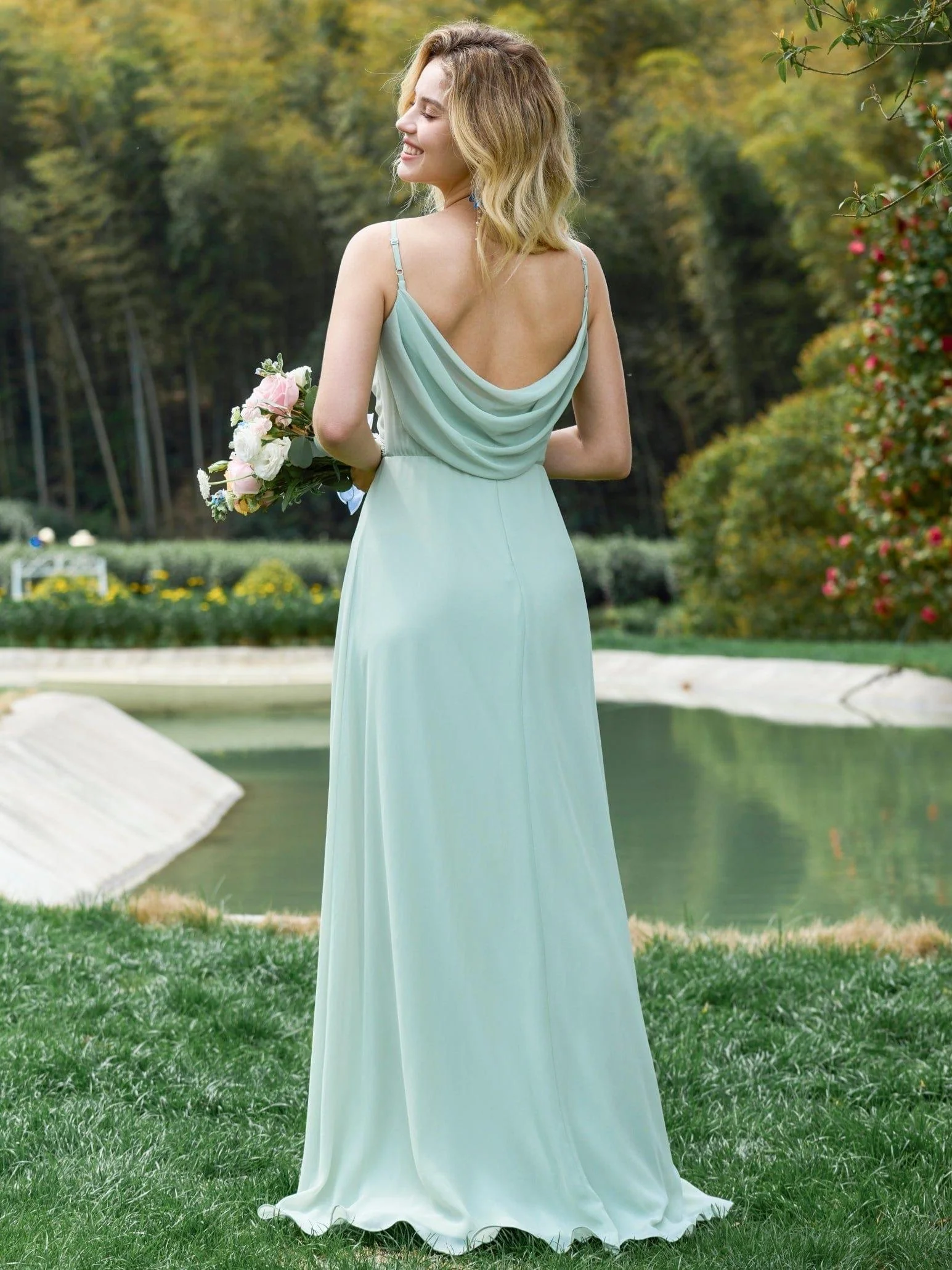 ever NOVA|Sweetheart Draped Back Floor Length Bridesmaid Dress - Image 7