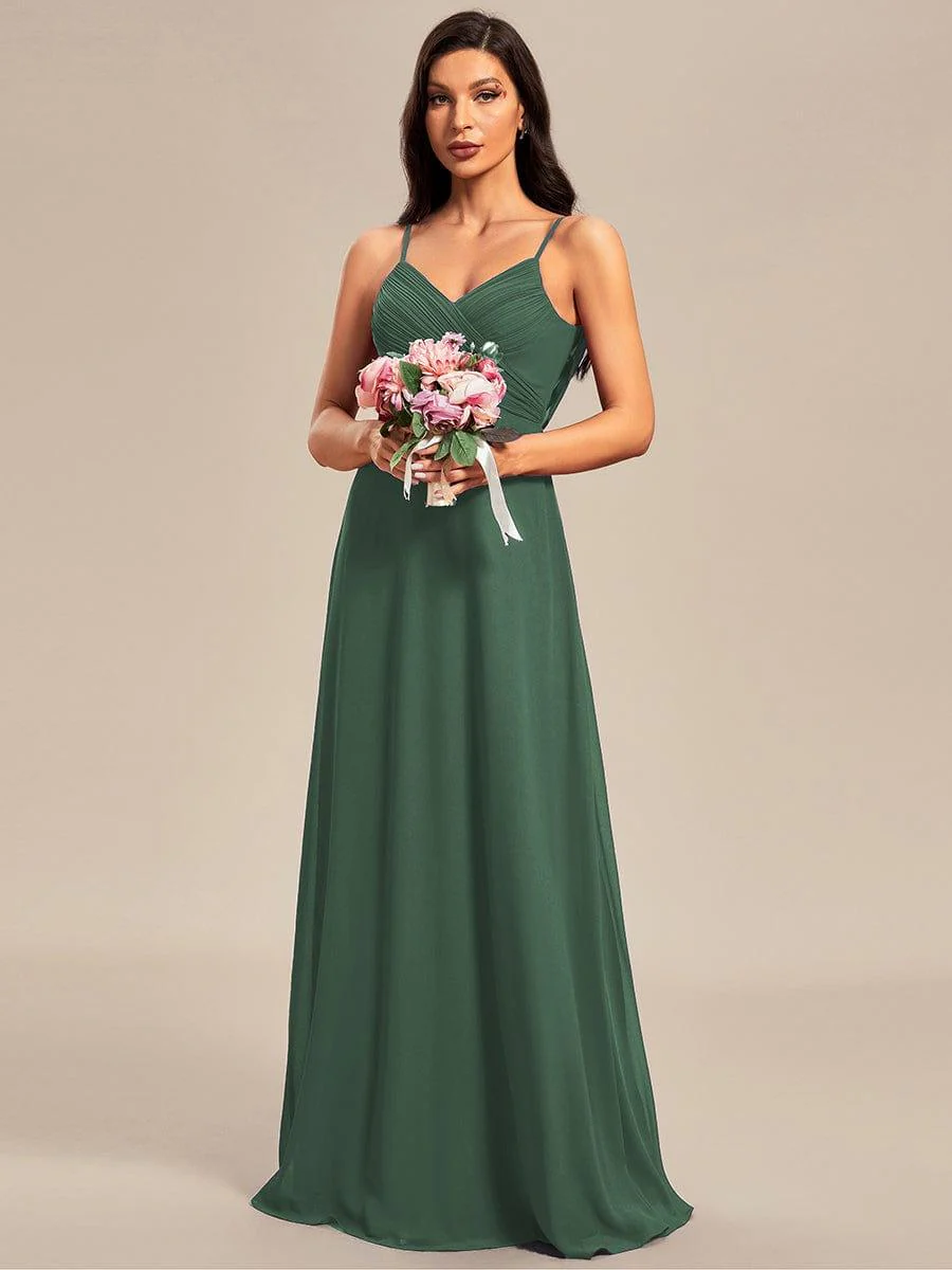 ever NOVA|Chiffon Pleated Spaghetti Strap Cowl-Back Maxi Bridesmaid Dress - Image 67
