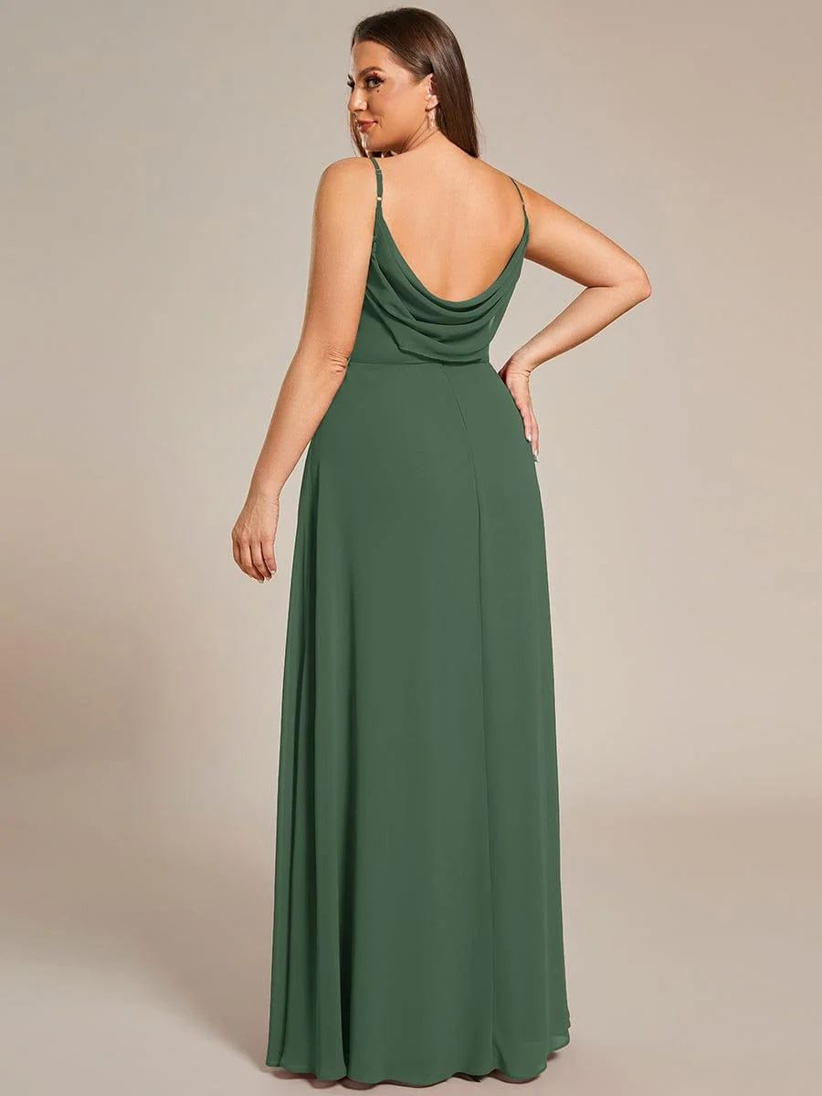 ever NOVA|Chiffon Pleated Spaghetti Strap Cowl-Back Maxi Bridesmaid Dress - Image 73