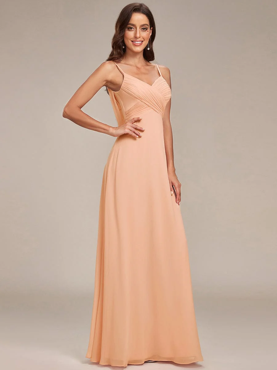 ever NOVA|Chiffon Pleated Spaghetti Strap Cowl-Back Maxi Bridesmaid Dress - Image 80