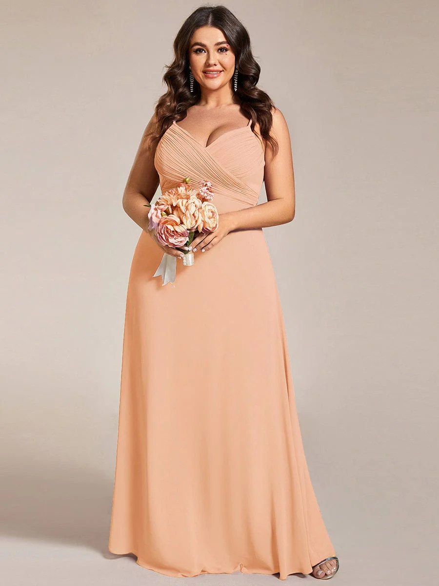 ever NOVA|Chiffon Pleated Spaghetti Strap Cowl-Back Maxi Bridesmaid Dress - Image 82