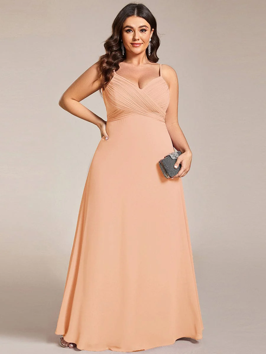 ever NOVA|Chiffon Pleated Spaghetti Strap Cowl-Back Maxi Bridesmaid Dress - Image 86